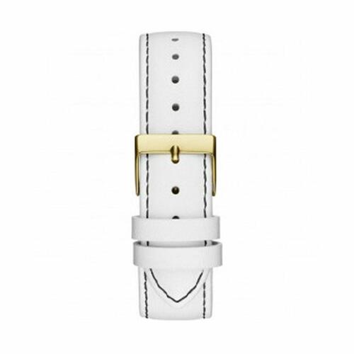 Guess dameur GW0399L1 - gylden skive, hvid læderrem (Ø 36 mm)