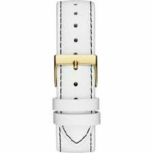 Guess dameur GW0399L1 - gylden skive, hvid læderrem (Ø 36 mm)