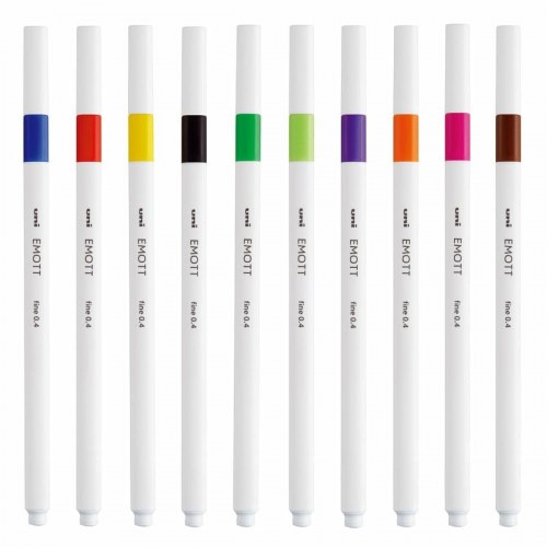 Uni-Ball EMOTT finelinere - sæt med 10 farver (0,4 mm)