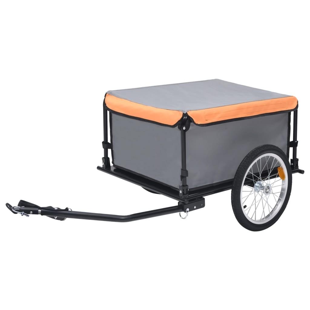 Cykelanhænger 65 kg grå og orange