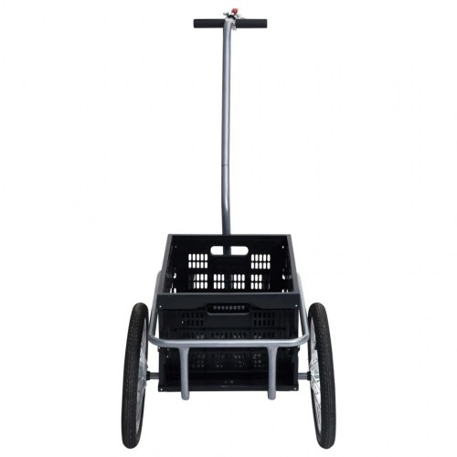 Cykelanhænger m. 50 l foldbar transportkasse 60 kg sort