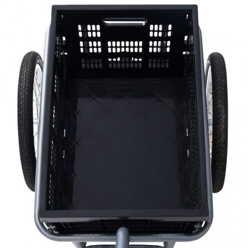 Cykelanhænger m. 50 l foldbar transportkasse 60 kg sort