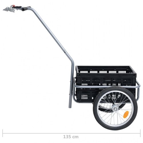 Cykelanhænger m. 50 l foldbar transportkasse 60 kg sort