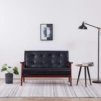 2-personers sofa kunstlæder sort