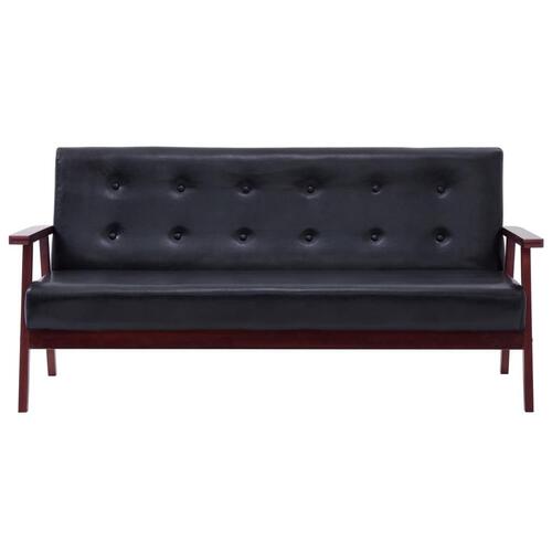3-personers sofa kunstlæder sort