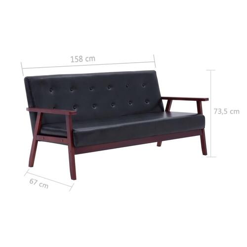 3-personers sofa kunstlæder sort