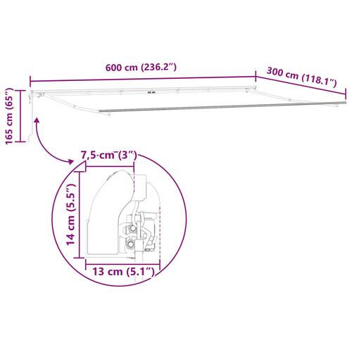 Automatisk Udtækkelig Markise Lys Grå 600x300 cm