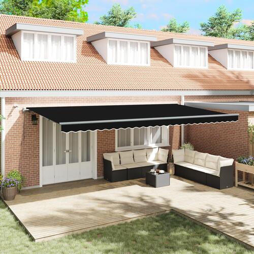Utrækkelig Markise med Sort 600 × 350 cm Stof