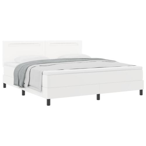 Box Spring Seng med Madrass Hvid Super King Faux Læder