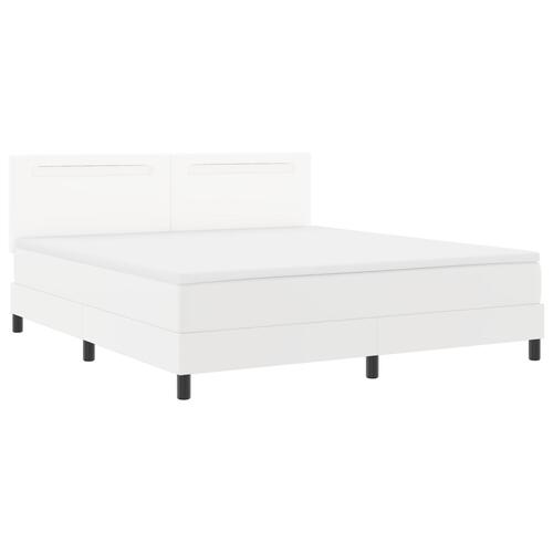 Box Spring Seng med Madrass Hvid Super King Faux Læder