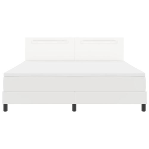 Box Spring Seng med Madrass Hvid Super King Faux Læder