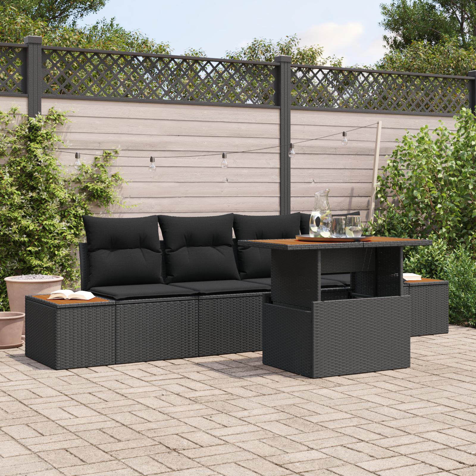Have Spisebordssæt 5 stk Sort og Brunt 100 x 55 x 73 cm
