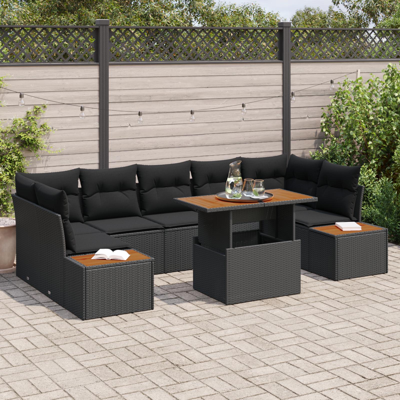 Have Spisebordssæt 8 stk Sort og Brunt 100 x 55 x 73 cm