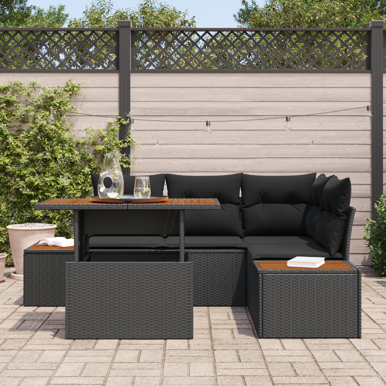 Have Spisebordssæt 5 stk Sort og Brunt 100 x 55 x 73 cm