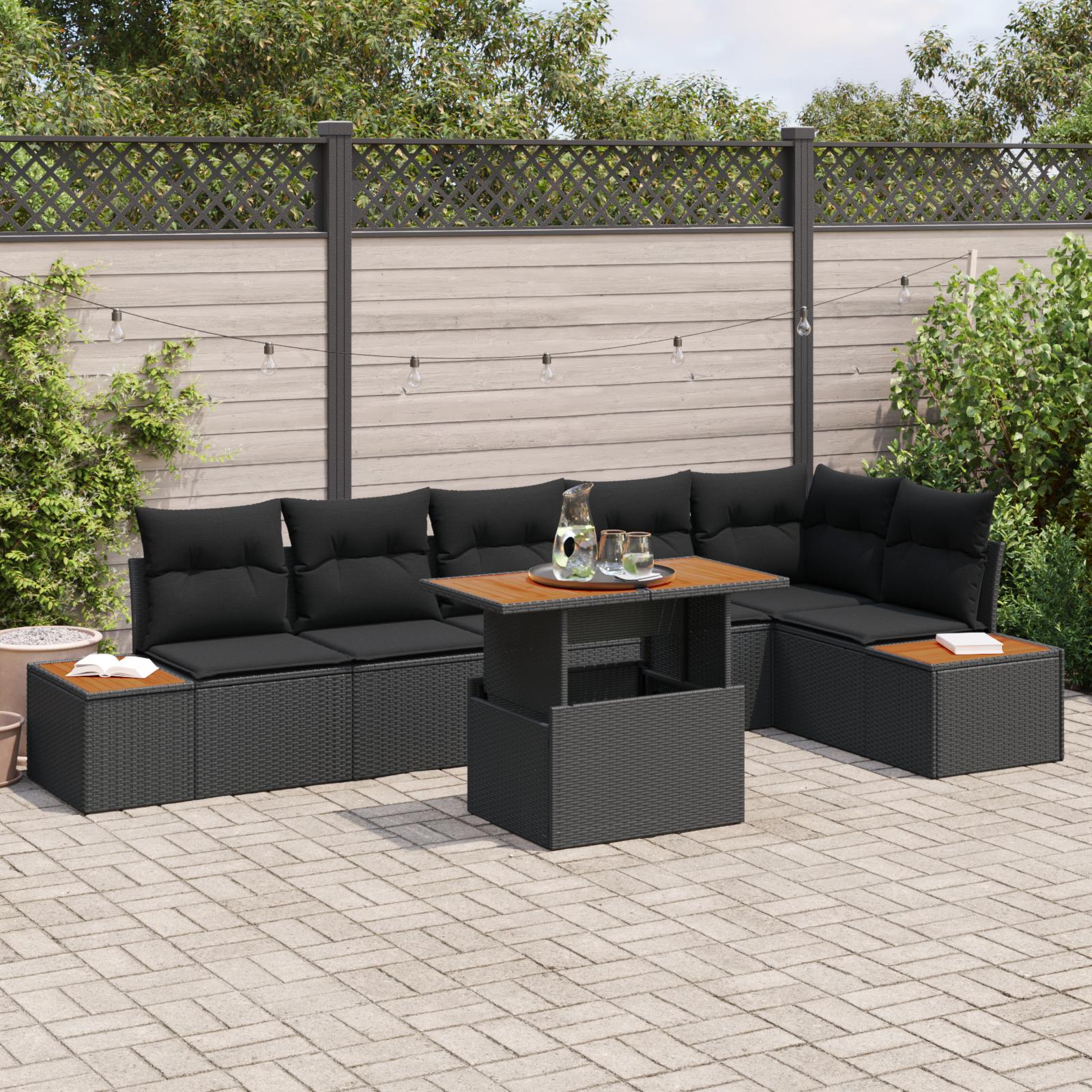 Have Spisebordssæt 7 stk Sort og Brunt 100 x 55 x 73 cm
