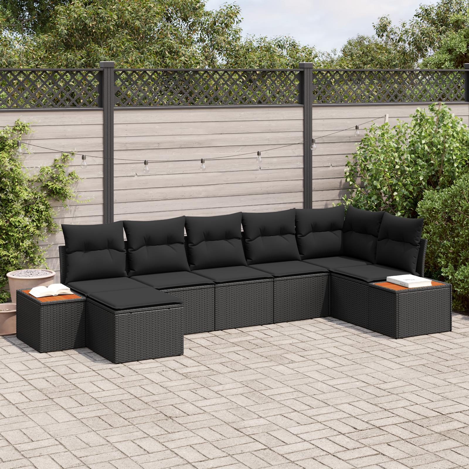 Modulær havesofa med opbevaring - 8 dele i sort polyrattan