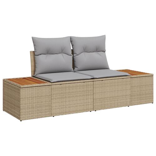 6 Delers Have Sofasæt med Puder Beige Poly Rattan