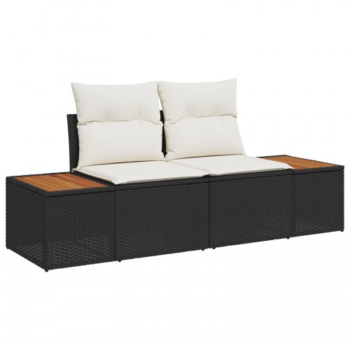 Havesofa Sæt med pude 7 stk Sort 55 x 62 x 69 cm Poly rattan