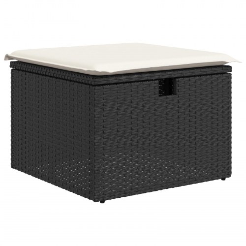 Havesofa Sæt med pude 7 stk Sort 55 x 62 x 69 cm Poly rattan