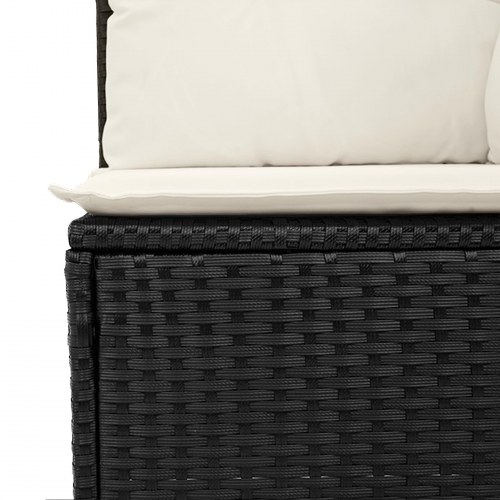 Havesofa Sæt med pude 7 stk Sort 55 x 62 x 69 cm Poly rattan