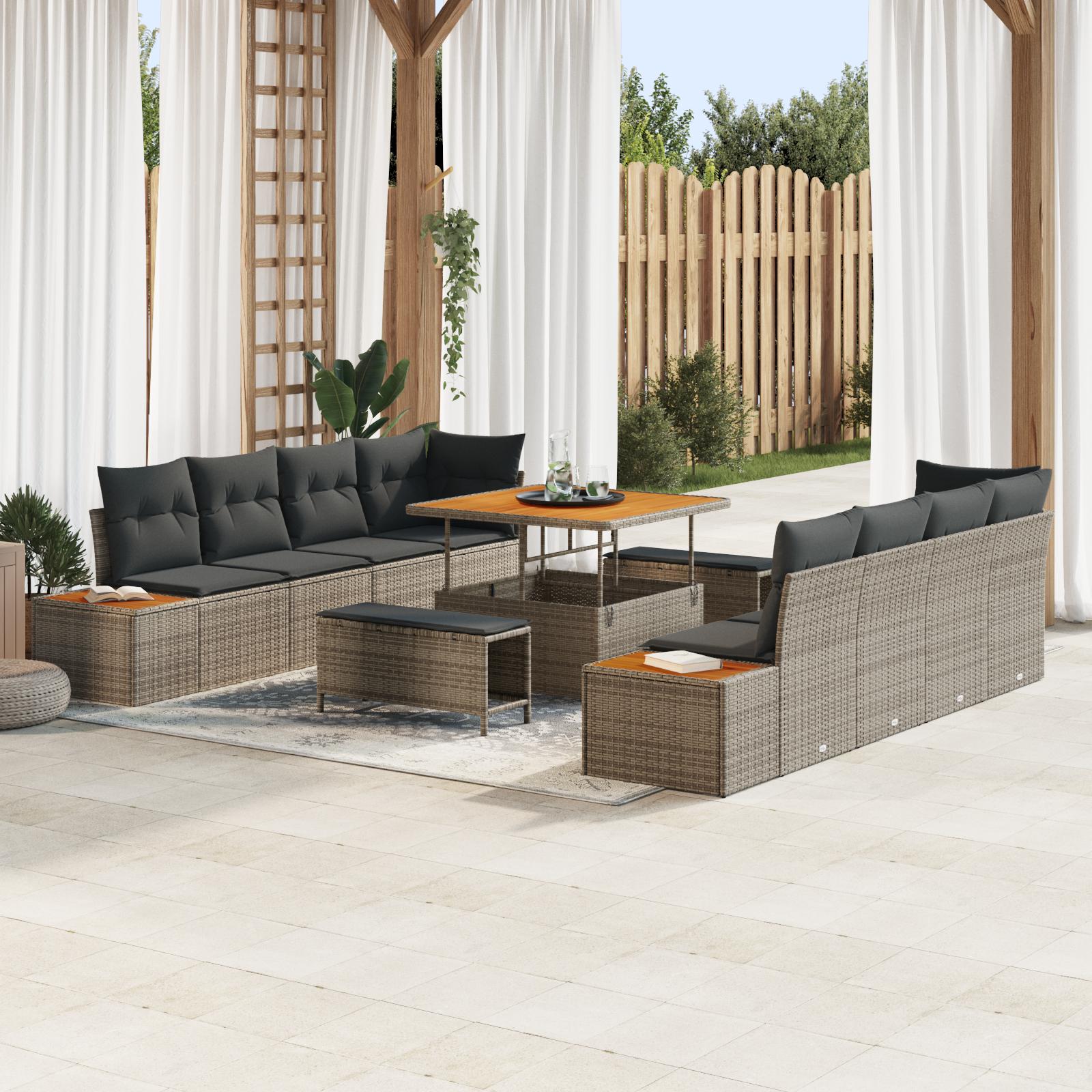 Havesofa Sæt 11 stk Lysegrå og mørkegrå 100 x 100 x 71 cm