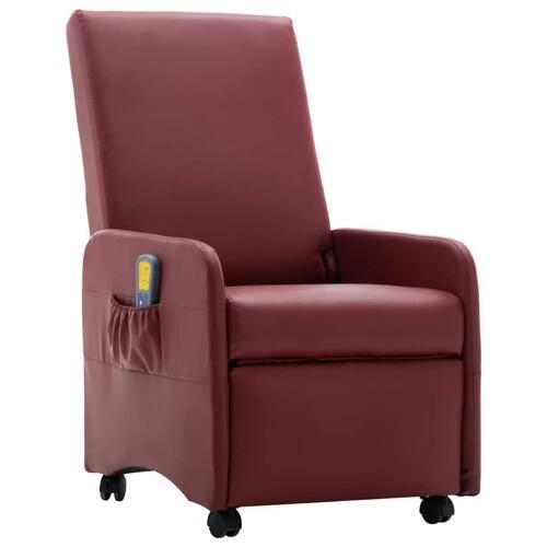 Elektrisk massagelænestol kunstlæder vinrød