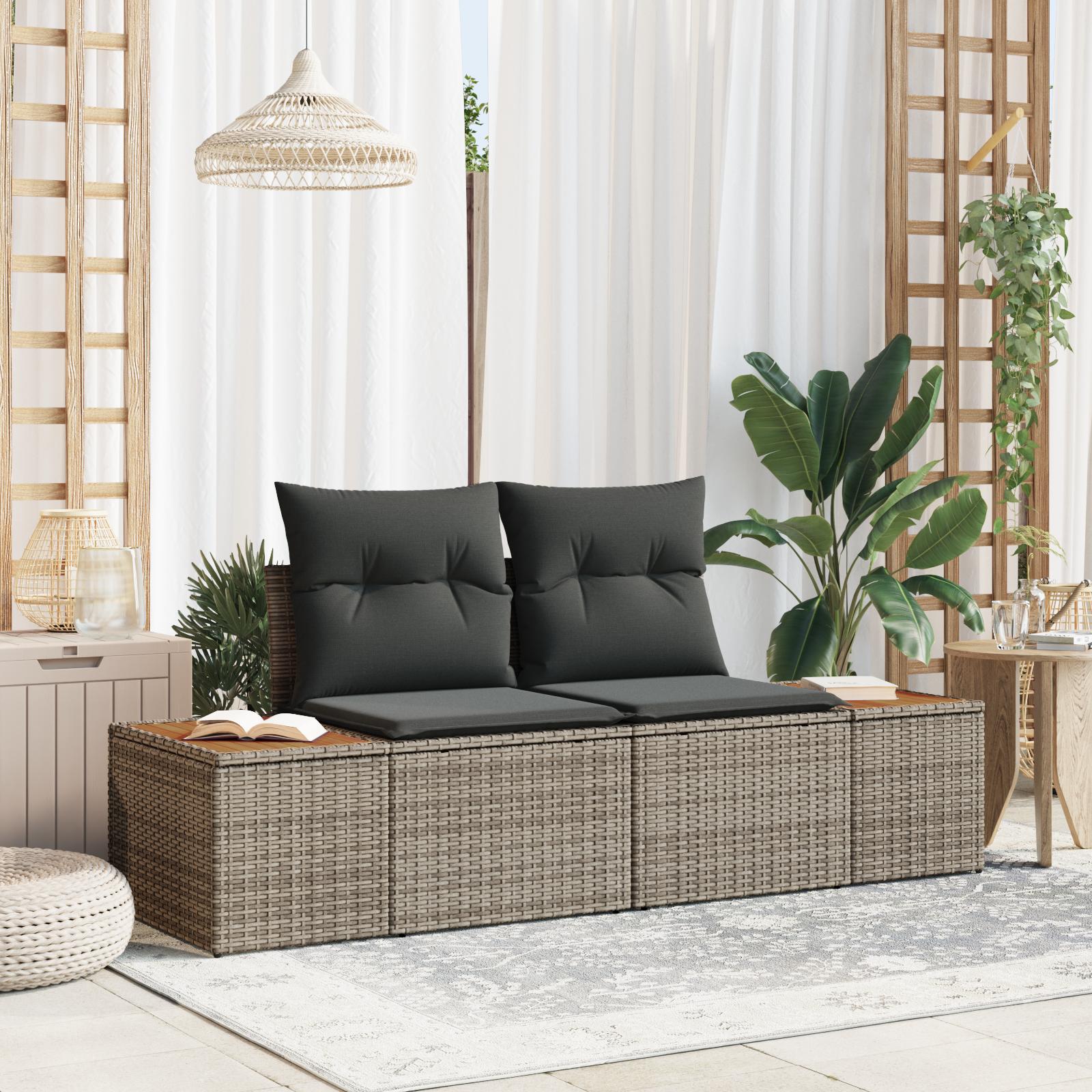 Havemøbelsofa i grå polyrattan - 2-personers, 184 × 62 × 85 cm