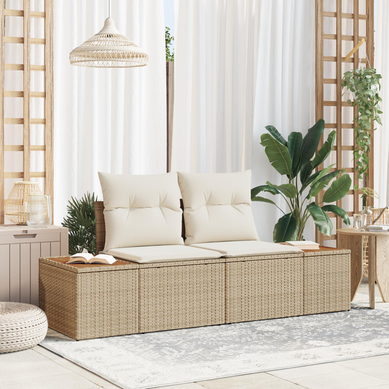 Havemøbelsofa i polyrattan - beige 184 × 62 × 85 cm, 2-personers