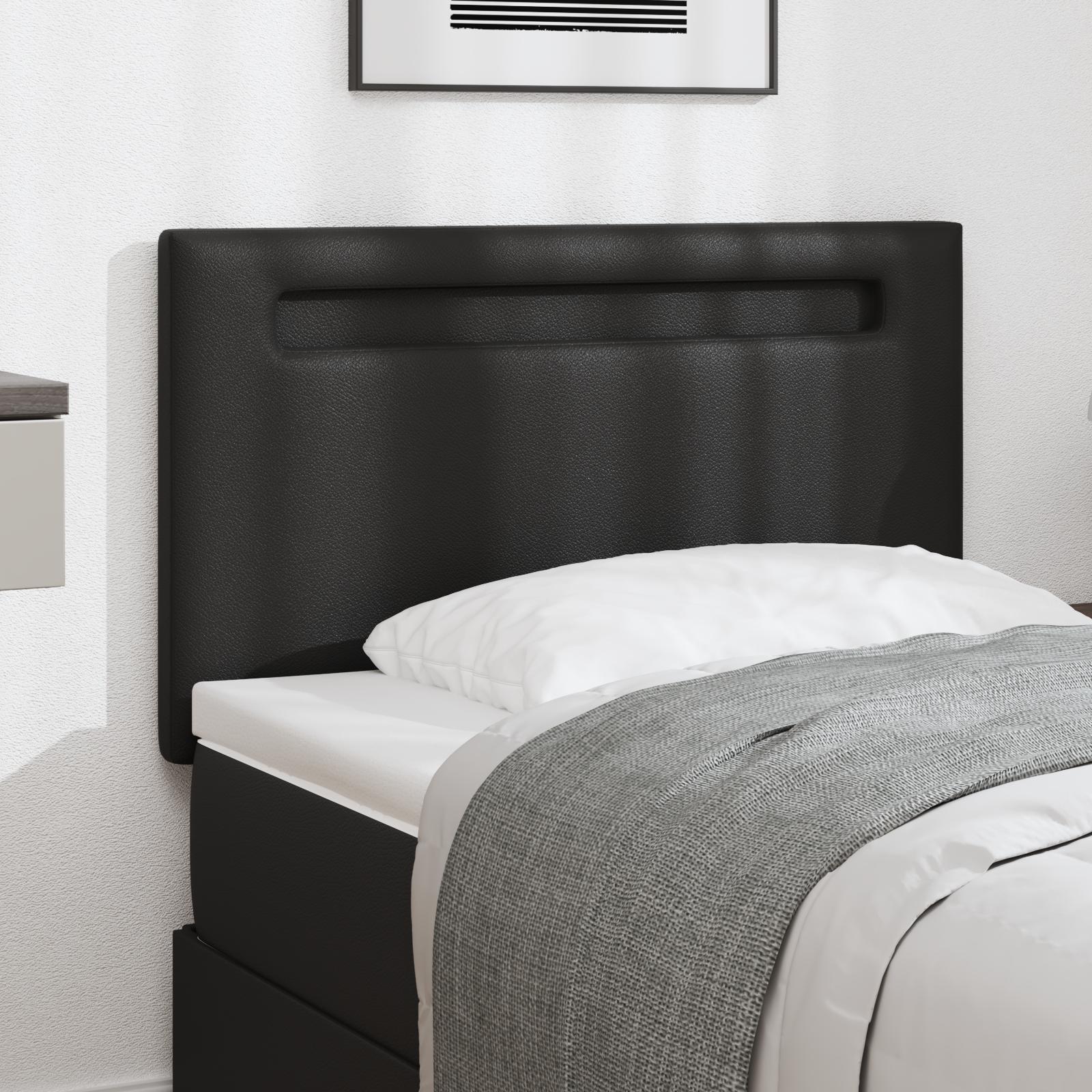 Hovedgærde med LED -strimmellys Vægmonteret Sort 90 cm PVC