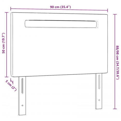 LED-sengegavl i hvidt kunstlæder - 90 cm