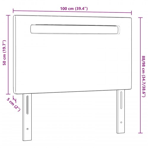 LED-sengegavl i sort kunstlæder - 100 x 5 x 98 cm