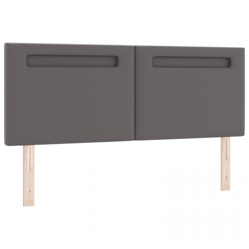 LED-sengegavl i grå kunstlæder - 144 cm