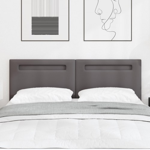 LED-sengegavl i grå kunstlæder - 144 cm