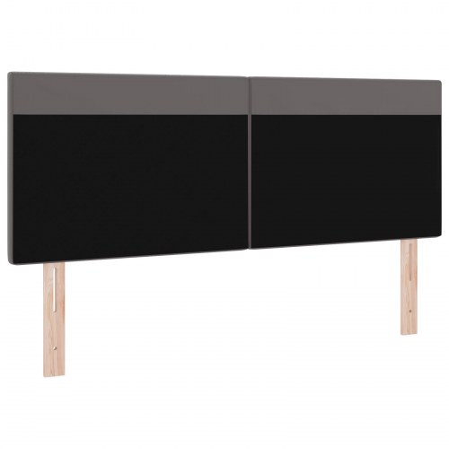 LED-sengegavl i grå kunstlæder - 144 cm