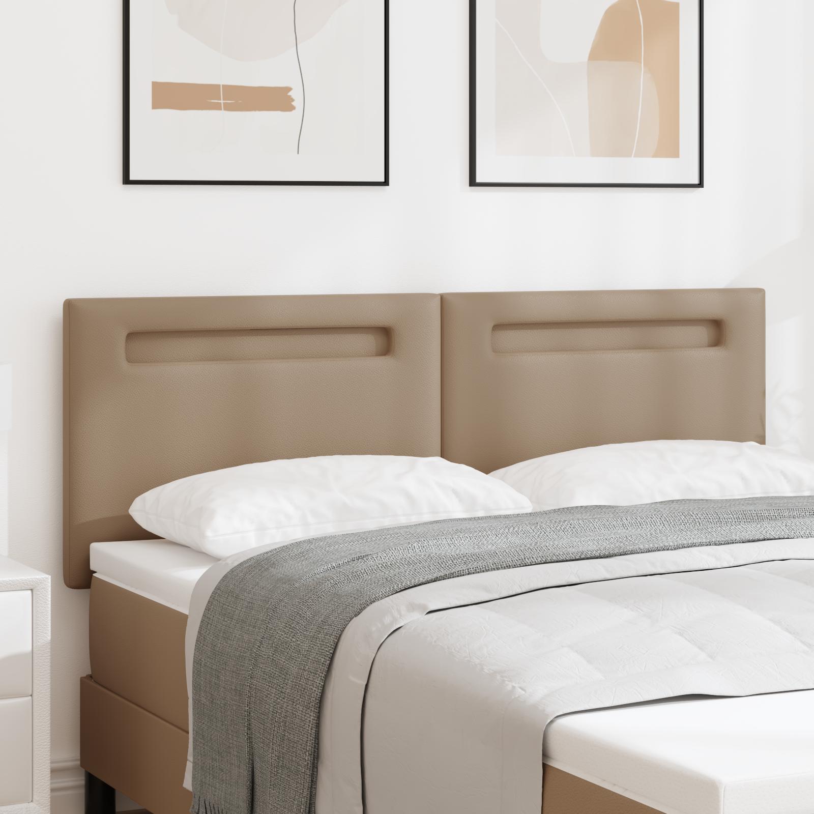 vidaXL LED sengegavl Cappuccino 144 cm Faux læder