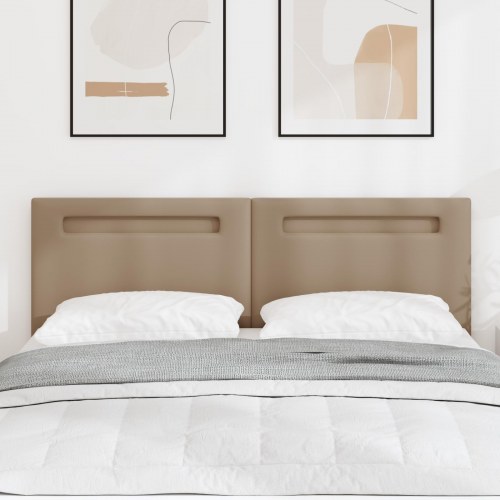 LED-sengegavl 144 cm i faux læder - cappuccino