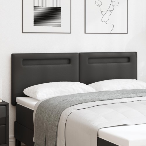 LED-sengegavl i kunstlæder - sort, 160 cm