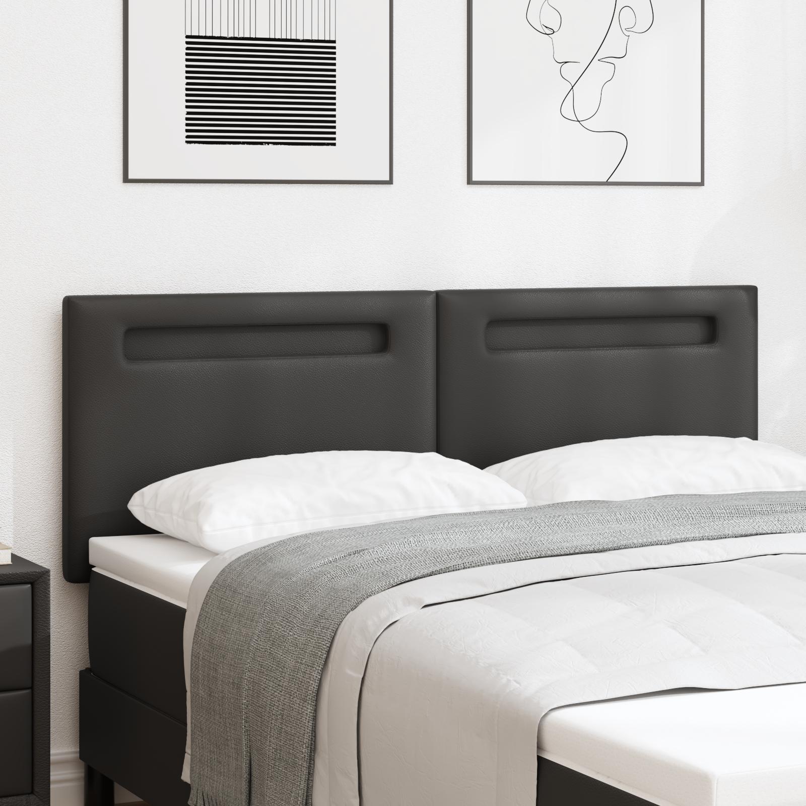 vidaXL LED sengegavl Sort 160 cm Faux læder