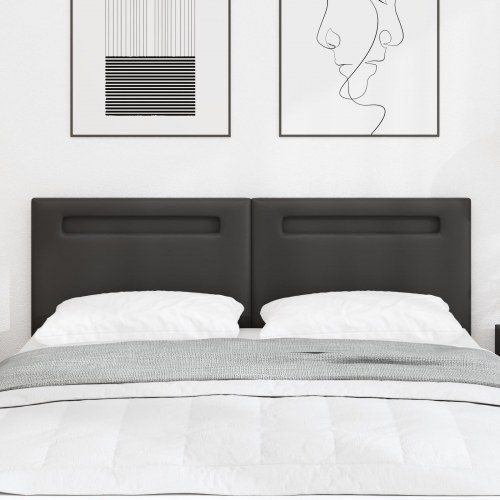 LED-sengegavl i kunstlæder - sort, 160 cm