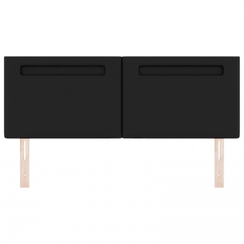 LED-sengegavl i kunstlæder - sort, 160 cm