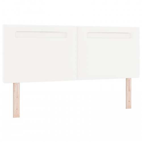 LED-sengegavl i hvid kunstlæder - 160 cm