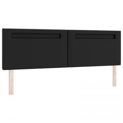 LED-sengegavl i sort kunstlæder - 180 x 5 x 98 cm