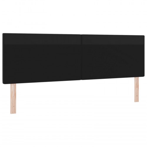 LED-sengegavl i sort kunstlæder - 180 x 5 x 98 cm