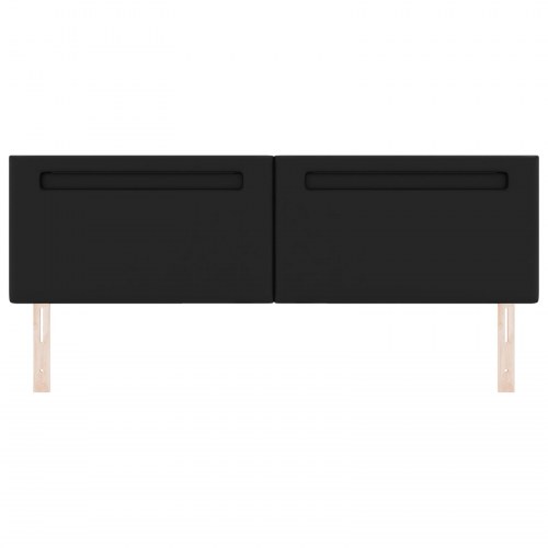 LED-sengegavl i sort kunstlæder - 180 x 5 x 98 cm