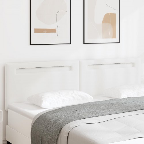 Hovedgærde med LED -strimmellys Vægmonteret Hvid 180 cm PVC