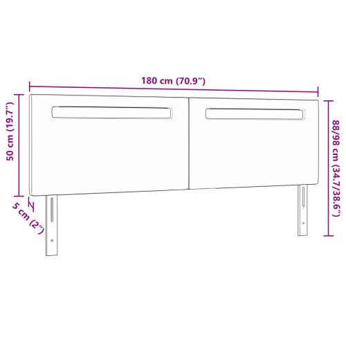 Hovedgærde med LED -strimmellys Vægmonteret Hvid 180 cm PVC