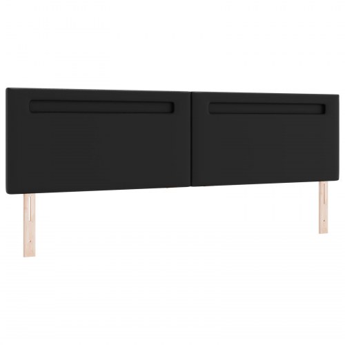 LED-sengegavl i sort kunstlæder - 200 x 5 x 98 cm