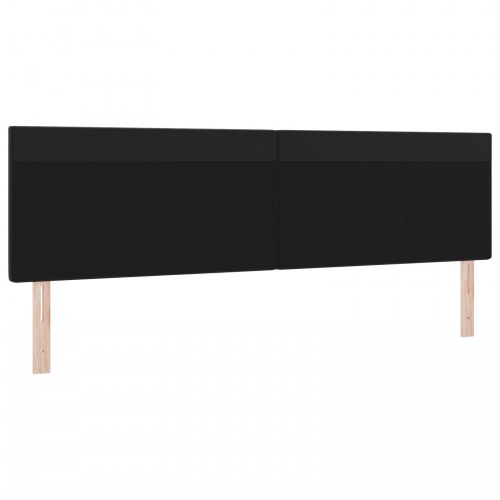 LED-sengegavl i sort kunstlæder - 200 x 5 x 98 cm