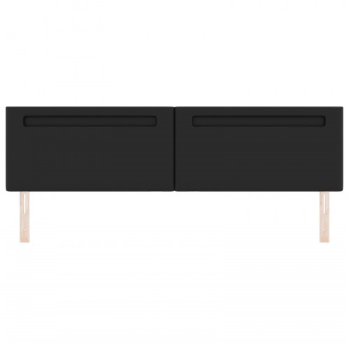 LED-sengegavl i sort kunstlæder - 200 x 5 x 98 cm