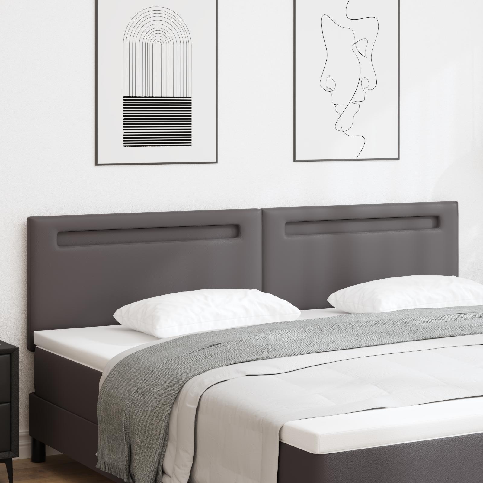 HovedgÃ¦rde med LED -strimmellys VÃ¦gmonteret GrÃ¥ 200 cm PVC